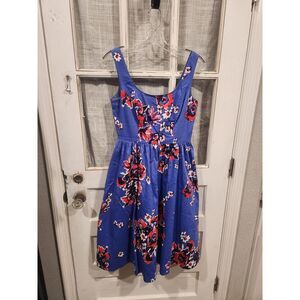 Donna Morgan A-Line‎ Blue Floral Knee Length Pocket Dress